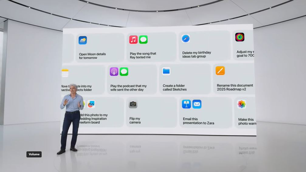 A screenshot of Apple Intelligence features from WWDC