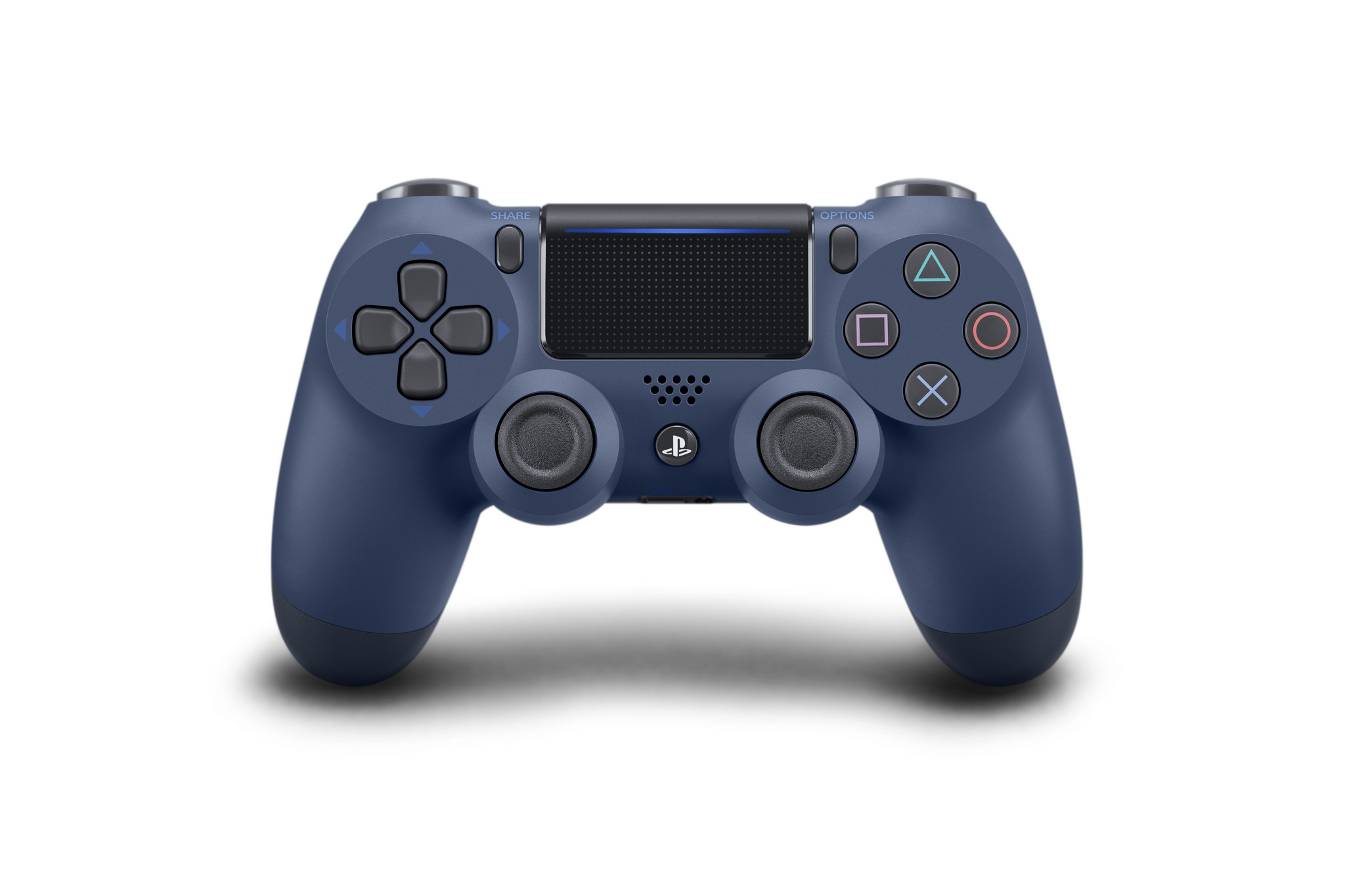A picture of the new Sony Playstation Dualshock 4 controller in Midnight Blue
